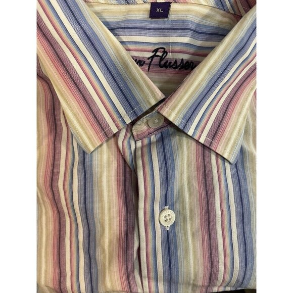 Alan Flusser Mens Long Sleeve‎ Dress Shirt Multicolor Stripe Cotton XL - Picture 1 of 5